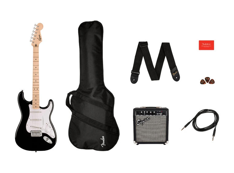 Squier Sonic Stratocaster Pack MN Black, Gig Bag, 10G - 230V EU 