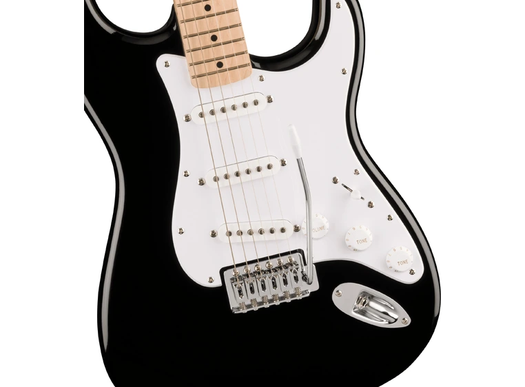 Squier Sonic Stratocaster, Maple White Pickguard, Black 