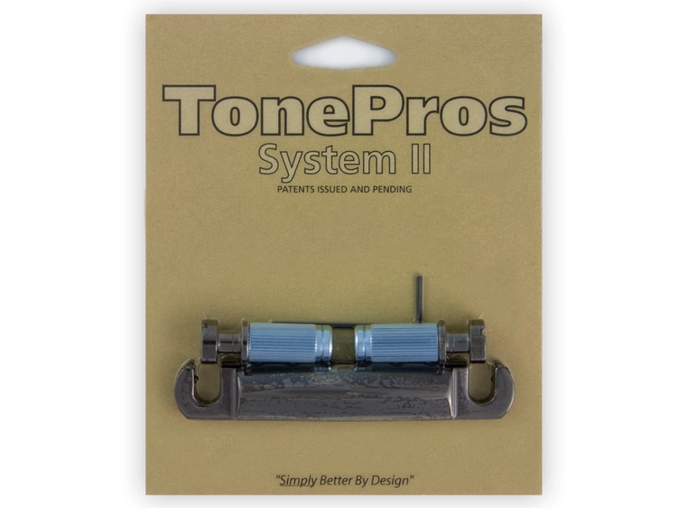 TonePros T1Z BC - Metric Tailpiece (Locking Stop Bar) - Black Chrome 
