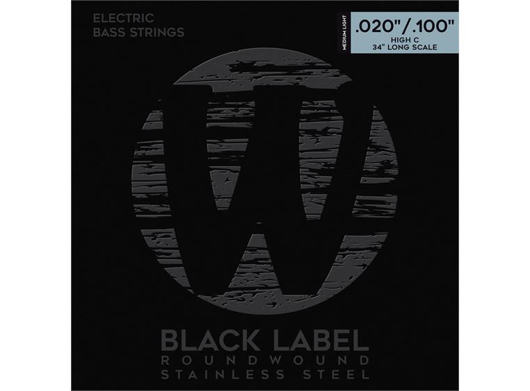 Warwick Black Label Bass String Set (020-100) S.Steel 5-Str High C Med Light