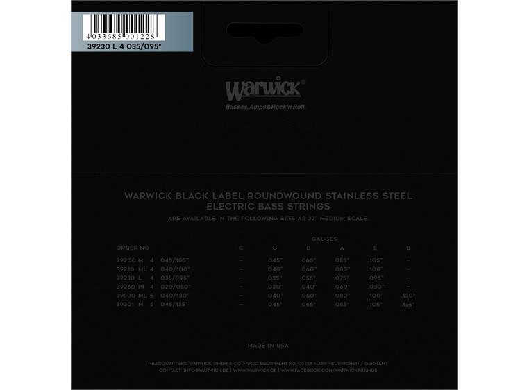 Warwick Black Label Bass String Set (035-095) S.Steel, 4-Str Light Med Scale
