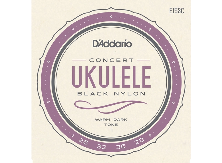 D'Addario EJ53C Strengesett Ukulele Concert Hawaiian Black Nylon 