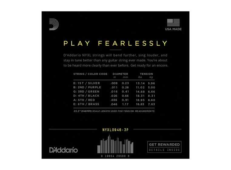 D'Addario NYXL0946-3P Strengesett (009-046) 3-pack 