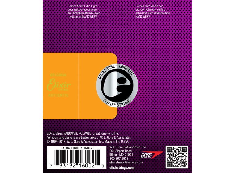 Elixir Phosphor Bronze ak.gitar 6str. (010-047) X. Light 16002 