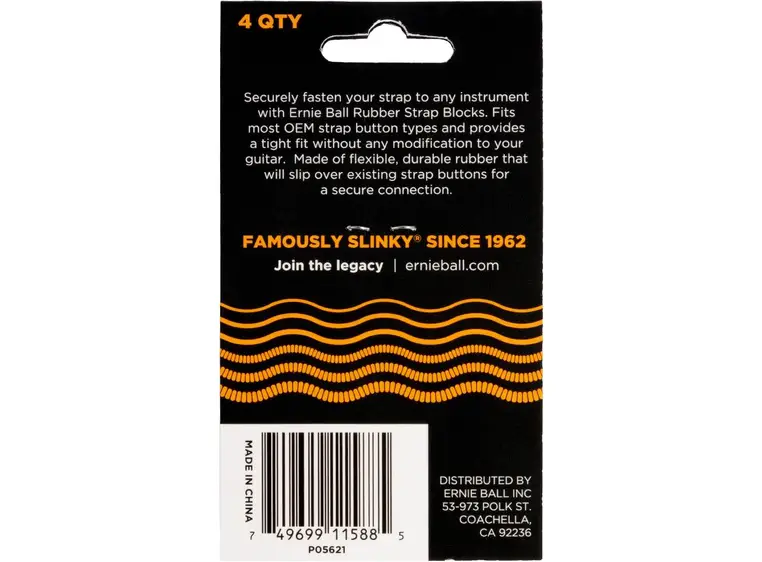 Ernie Ball EB-5621 Strap Blocks Oransj, 4 pc 