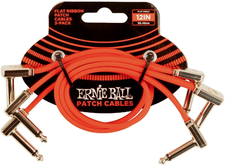 Ernie Ball EB-6403 Patch Flat Cable Red 30cm 3-pack 