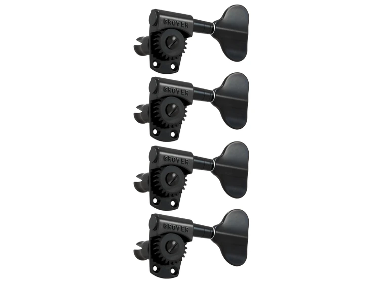 Grover 145BC4 Titan Electric Bass Heads, 4-in-Line, (Left) - Black Chrome 