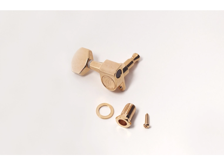 Hipshot Classic Closed Guitar Tuning Machine - Bass Side Black (Left) - Gold 