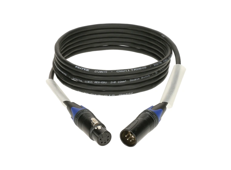 Klotz DMX 5 pin Neutrik XLR 3 pins wired sort blå ring 10m 