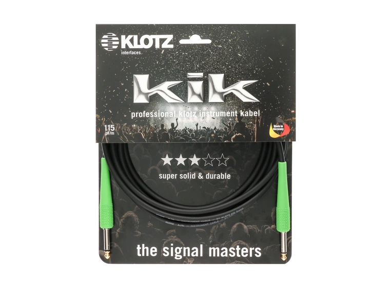 Klotz KIK Instr. Cable green sleeves Jack 2p - Jack 2p, 6m 