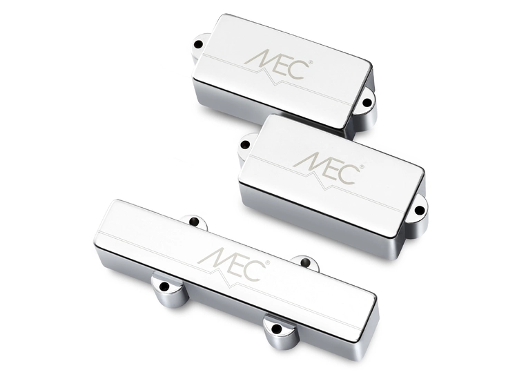 MEC Active P/J-Style Bass Pickup Set Metal Cover, 4-String - Chrome 