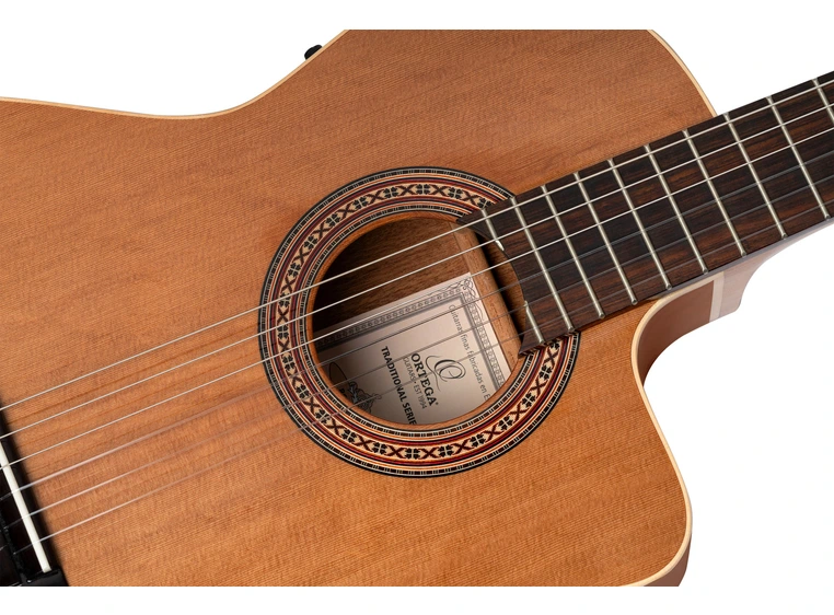Ortega RCE180GT Klassisk gitar 4/4 Størrelse m.pickup, Thin body, bag 