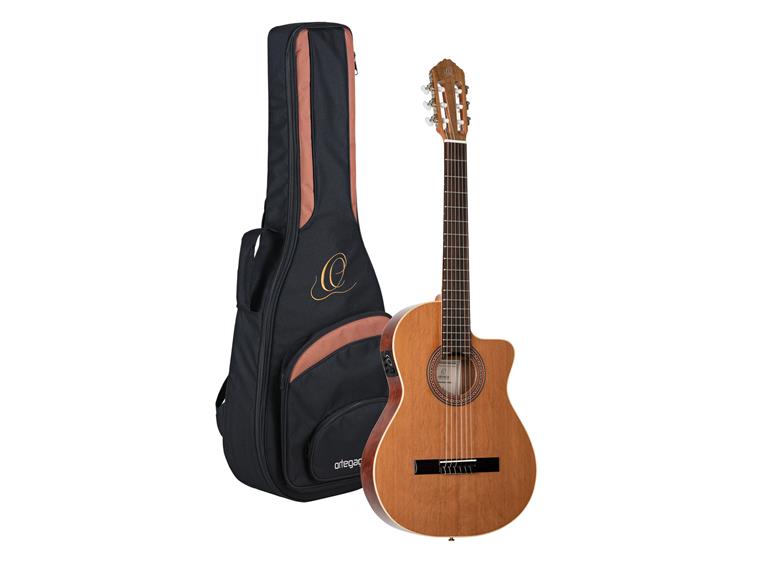 Ortega RCE180GT Klassisk gitar 4/4 Størrelse m.pickup, Thin body, bag