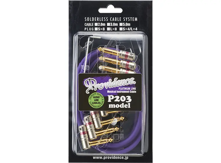 Providence P203 Loddefritt kabelsett 2m, 4x rette + 4x vinklede plugger 