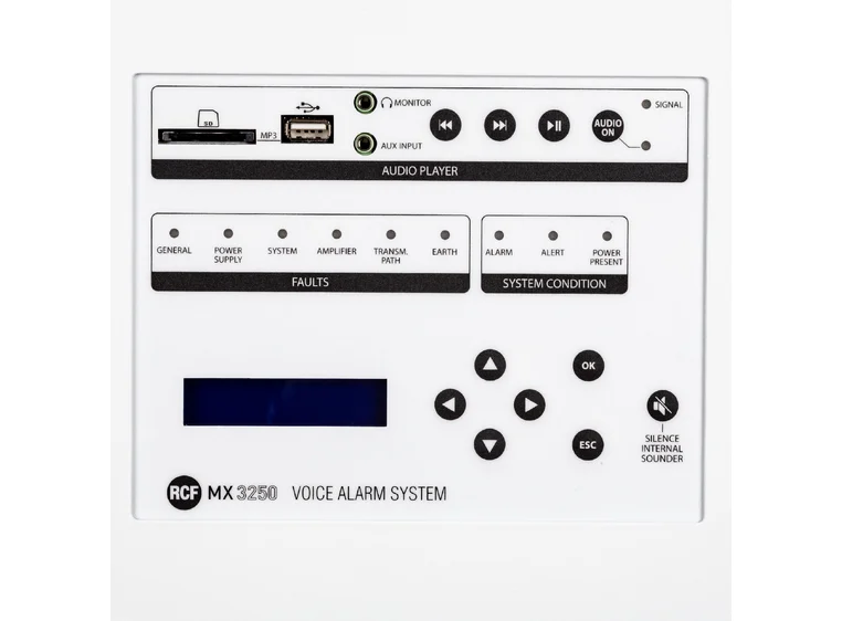RCF MX 3250/4 DXT3000 integrated voice Alarm, Main unit, 250W, 4 channel 