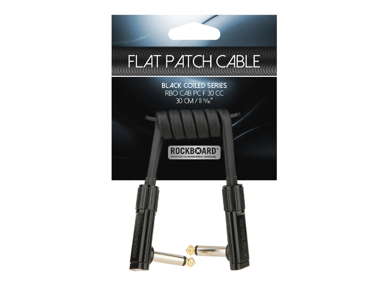 RockBoard Flat Patch Cable, 30 cm Black Coiled Series 