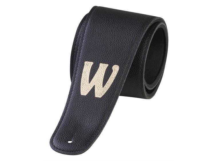 Sadowsky Synthetic Leather Bass Strap Neoprene Padding, Black, Gold Embossing
