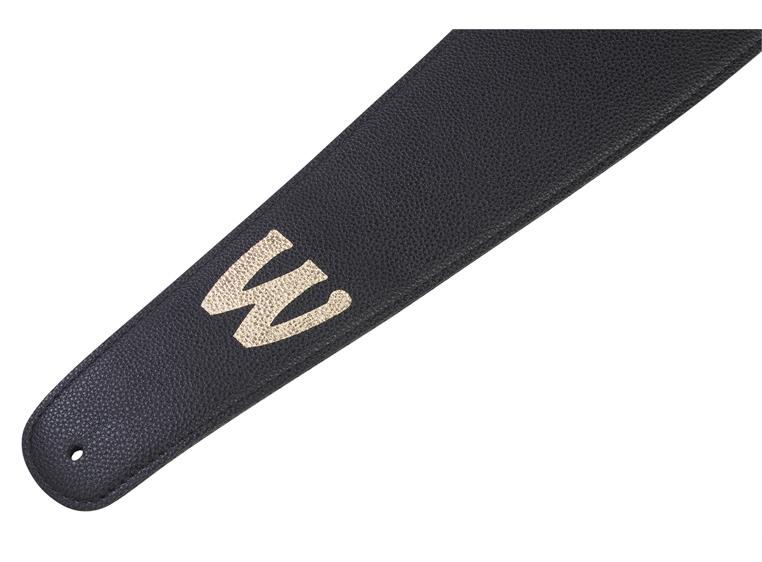 Sadowsky Synthetic Leather Bass Strap Neoprene Padding, Black, Gold Embossing