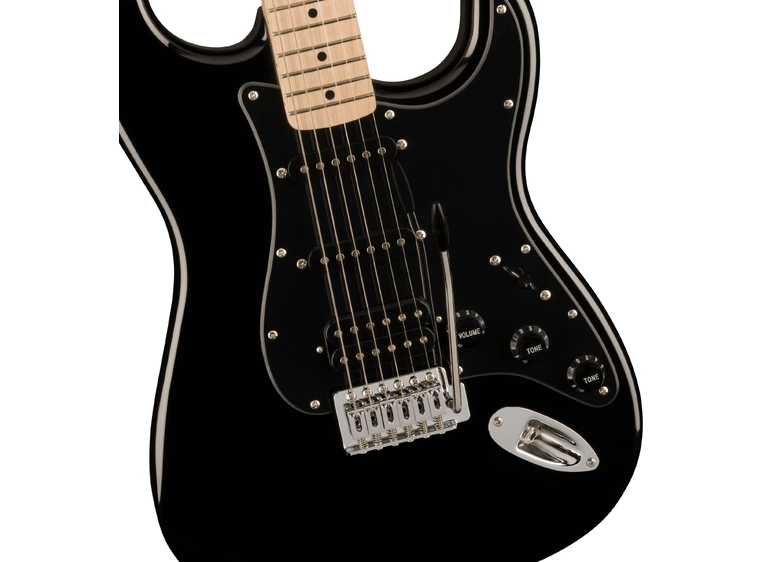 Squier Sonic Stratocaster HSS, Maple Black Pickguard, Black 