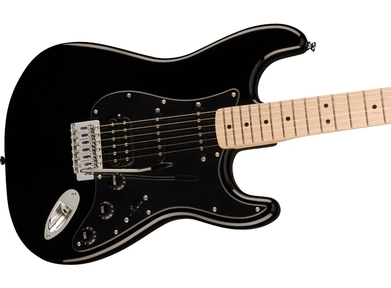 Squier Sonic Stratocaster HSS, Maple Black Pickguard, Black 
