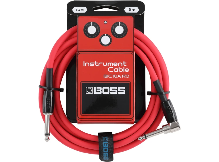 Boss BIC-10A-RD 3m instrumentkabel Vinklet/rett 1/4" jack, red 