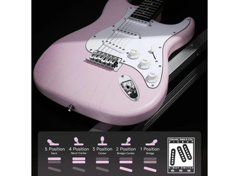 Donner DST-80 el-gitar pakke shell pink 