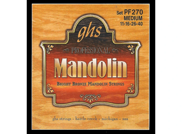GHS PF270 Mandolin, Bright Bronze (011-040) Medium, Loop end 