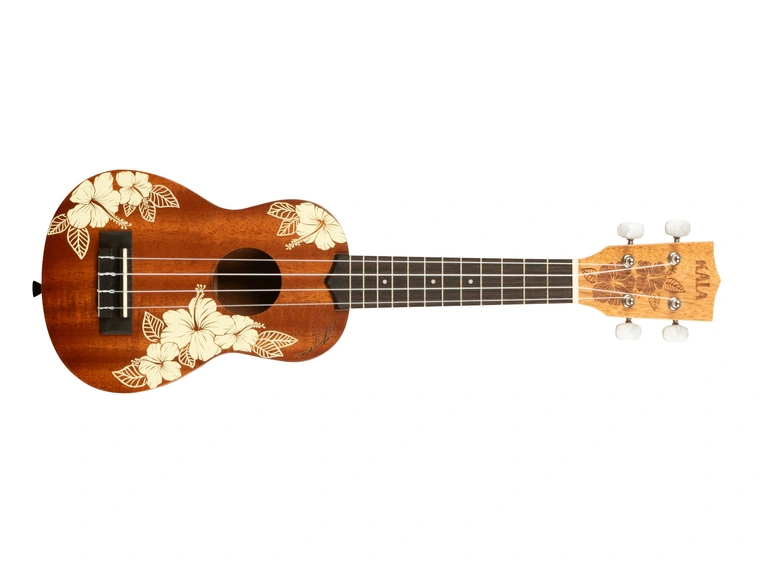 Kala Hibiscus Mahogany Soprano Ukulele Med bag 