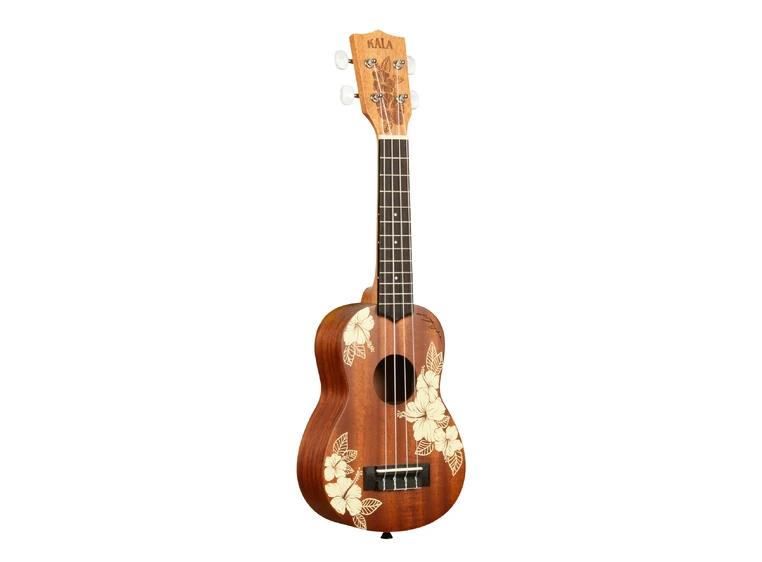 Kala Hibiscus Mahogany Soprano Ukulele Med bag 