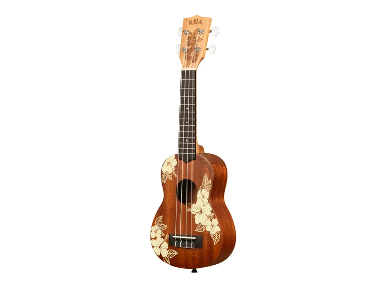 Kala Hibiscus Mahogany Soprano Ukulele Med bag 