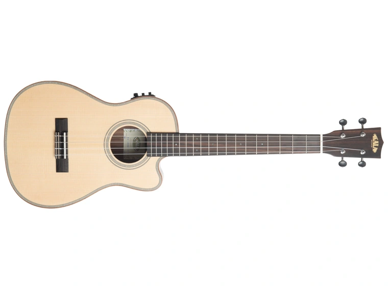 Kala KA-SSEBY-B-CE Solid Spruce Top Ebon Baritone Ukulele, Cutaway, EQ, Bag, UB-B 