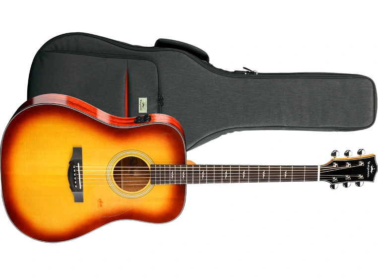 Kepma Guitars Solid Top F1E Cherry Burst Dreadnought Ak.gitar m/pickup 