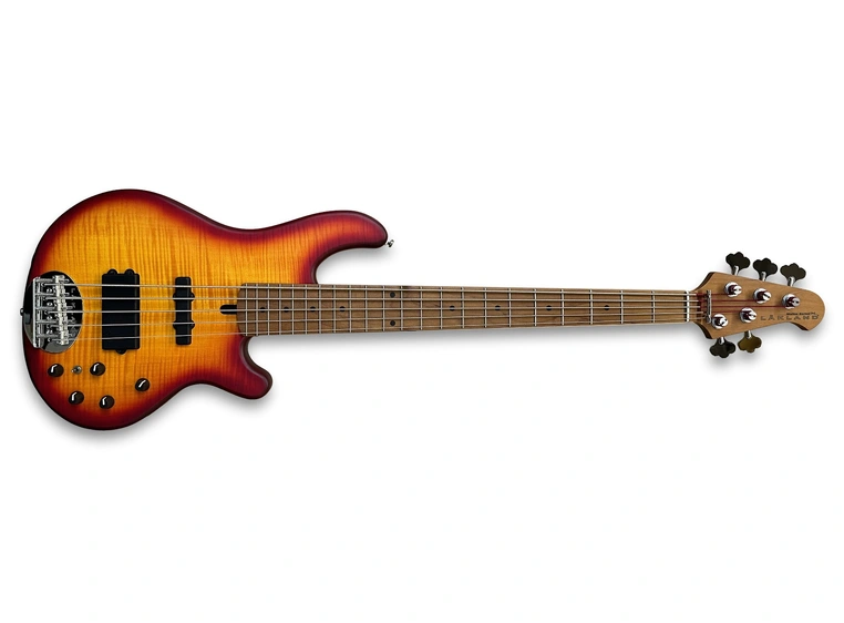 Lakland Skyline 55-02 Deluxe Bass 5-Str Quilted Maple Top, Cherry Sunburst Satin 