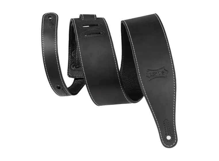 Levy's M17BAS-B 2.5” Wide Butter Leather Guitar Strap - Black Color 