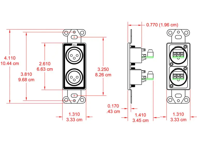 RDL Termineringsplate 2x XLR3F 
