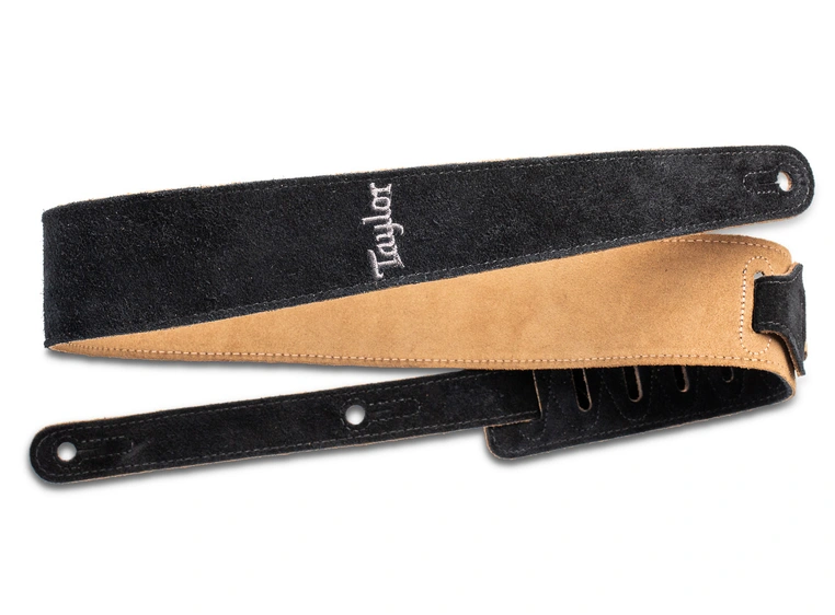 Taylor Strap, Embroidered Suede Black, 2.5" 