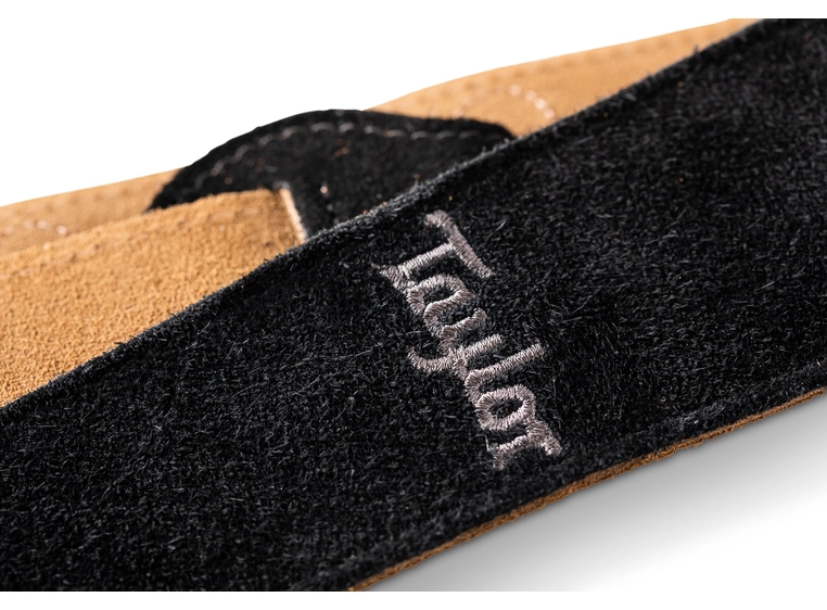 Taylor Strap, Embroidered Suede Black, 2.5" 