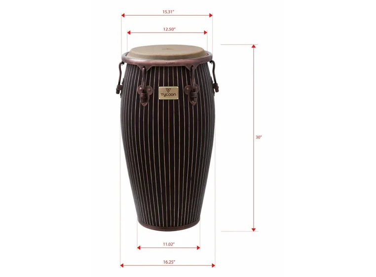Tycoon Master Hand-Crafted Pinstripe Series Tumba (12.5") with Single Stand 