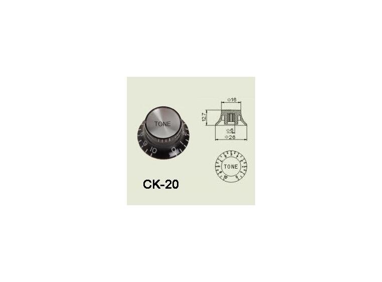 Wilkinson CK-20 el-gitar Control knob black chrome
