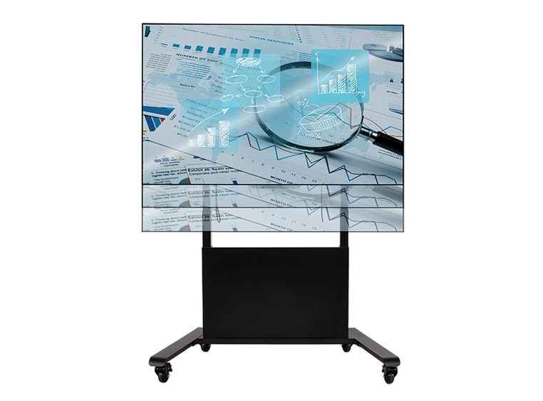 B-Tech BT8568/B Motorised Height Adjustable Flat Screen Trolley, Black 