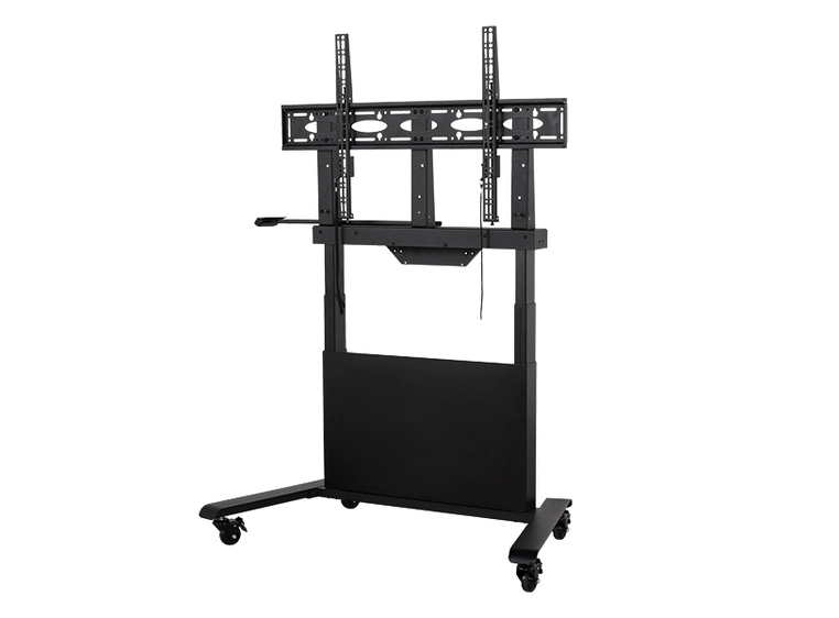 B-Tech BT8568/B Motorised Height Adjustable Flat Screen Trolley, Black 