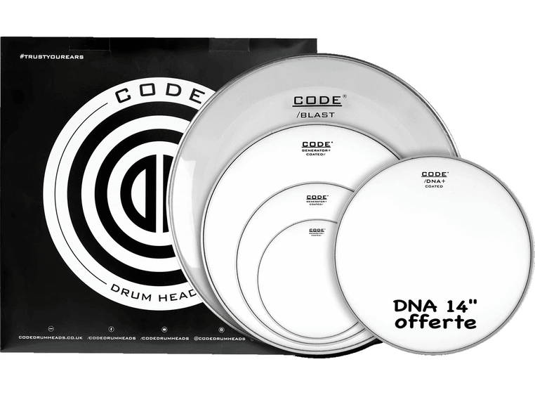 Code Drumheads FPGENCTDR Coated Rock 10/12/16/22 + CC 14" DNA Coated 