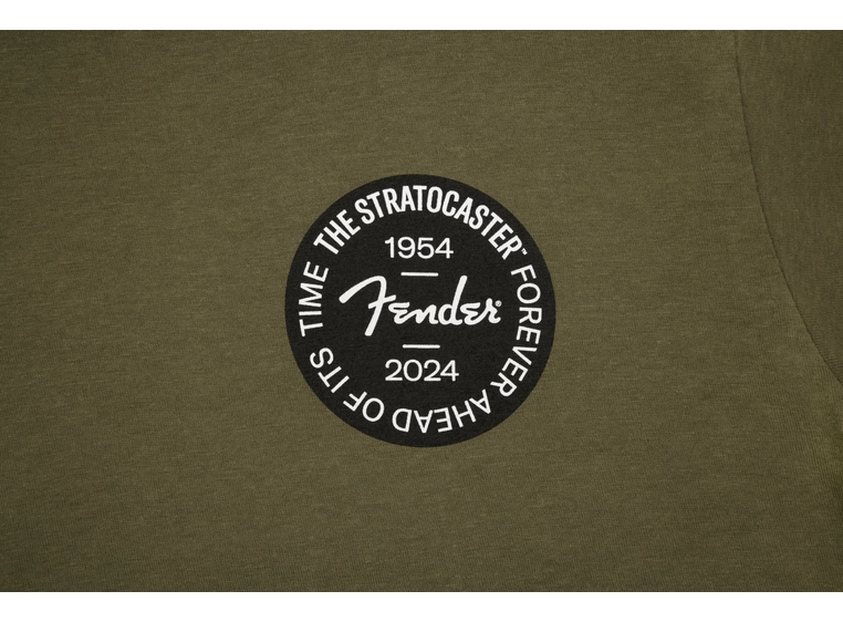 Fender Strat 70th Anniversary Badge Tee Olive, S 