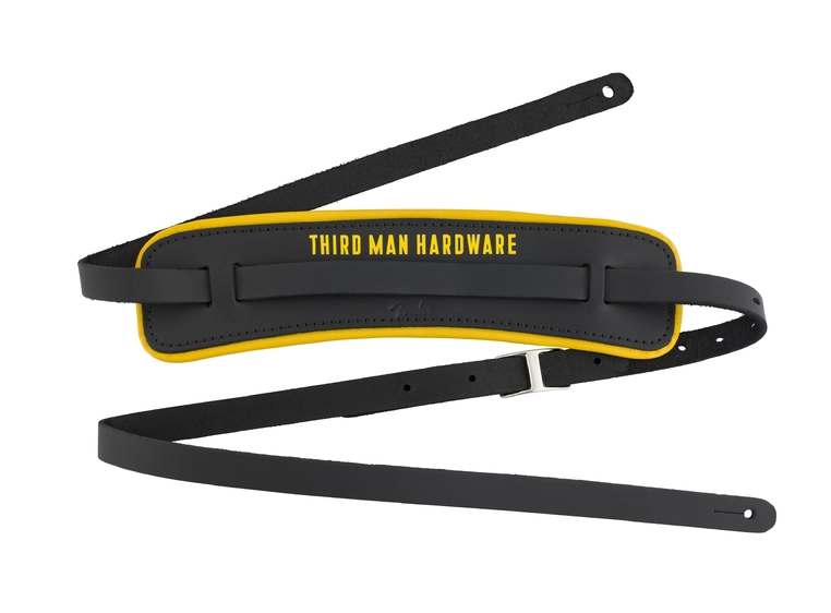 Fender X Third Man Hardware Leather Strap, Black/Yellow 