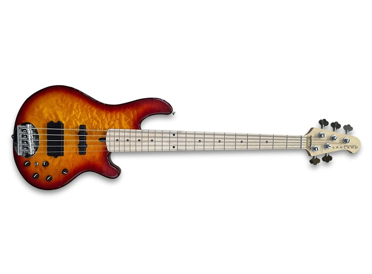 Lakland Skyline 55-02 Deluxe Bass 5-Str Quilted Maple Top, Honey Burst Gloss 