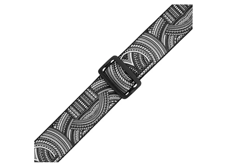 Levy's MP2TAT-002 2" Poly Tattoo Series Black&White Tribal w/Black Leather ends 