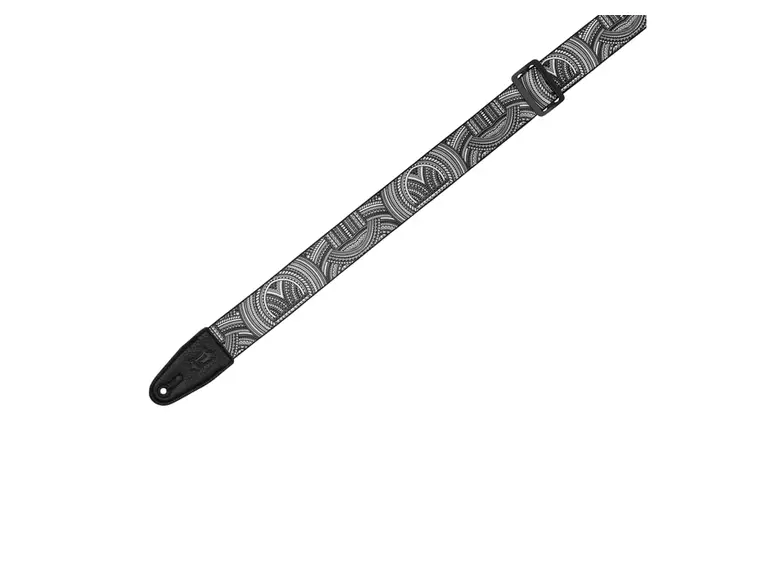 Levy's MP2TAT-002 2" Poly Tattoo Series Black&White Tribal w/Black Leather ends 