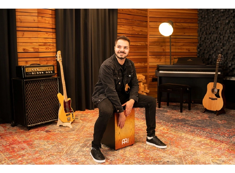 Meinl MCAJ100BK-SAF Headliner Snare Cajon Black - Sonoran Amber Fade 