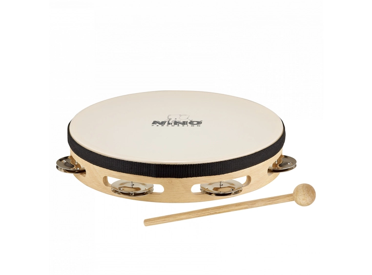 Nino Percussion NINO47 Tamburin m. skinn Wood 8", 1 row 