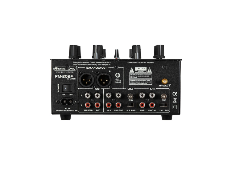 Omnitronic PM-202F 2-kanals DJ Mixer Med Filter og Bluetooth 